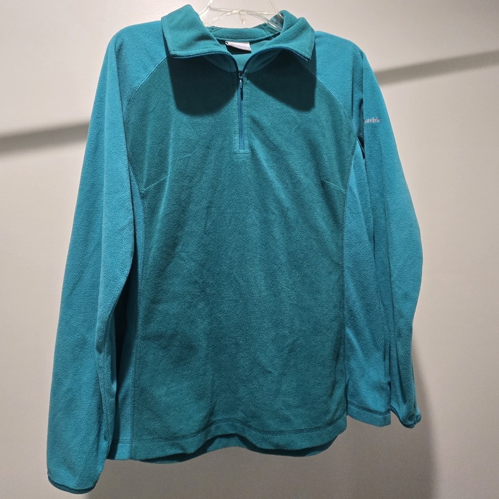 Columbia Fleece‎ Pullover Womens Large Teal Long Sleeve 1/4 Zip Jacket